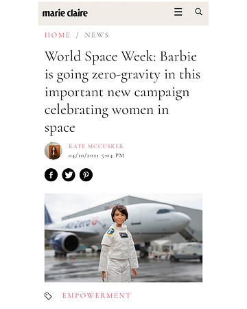 Marie Claire Publication- https://www.marieclaire.co.uk/news/barbie-women-in-space-campaign-750999